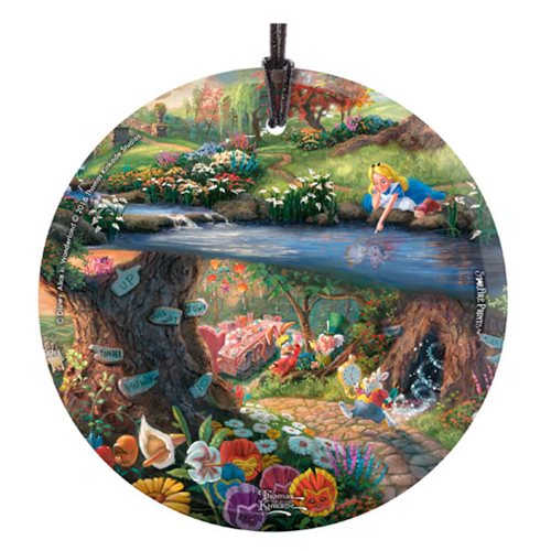 Alice in Wonderland Thomas Kinkade StarFire Prints Hanging Glass Ornament